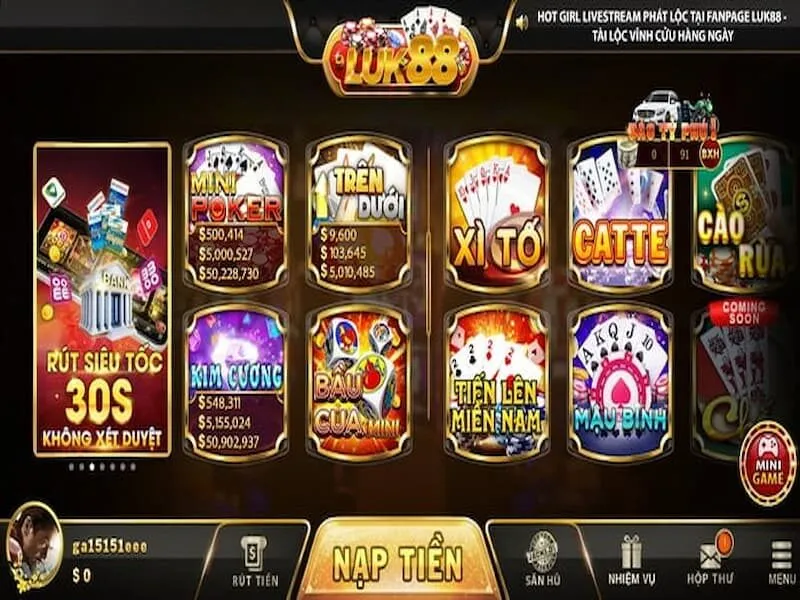 Đặc điểm nổi bật game bài LUK88